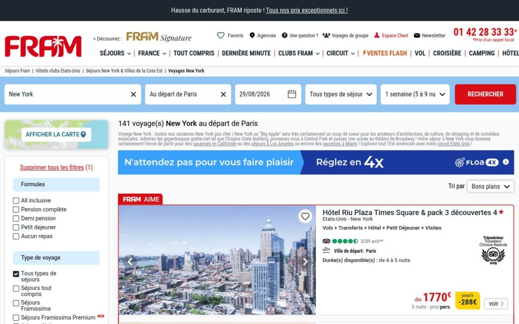 fram voyage newyork